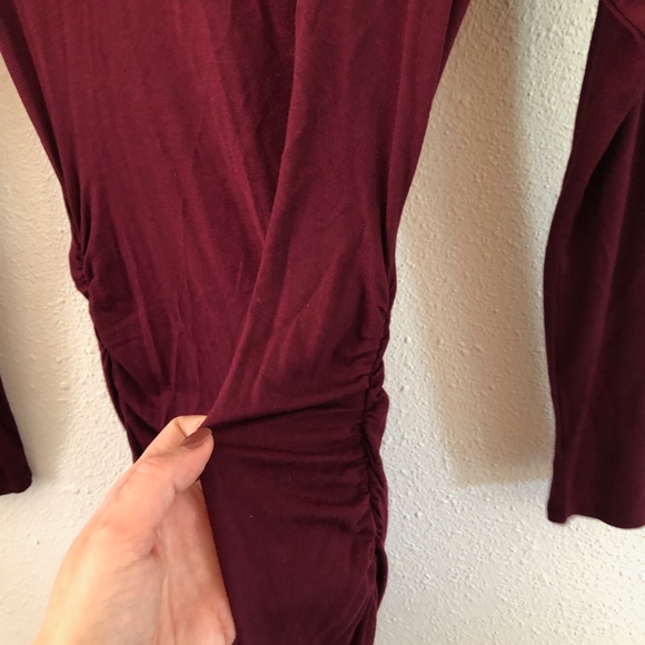 NWT Loveappella Burgundy Ruched Dress XS - Picture 2 of 4
